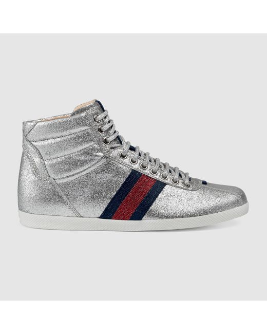 gucci glitter web sneaker with studs black